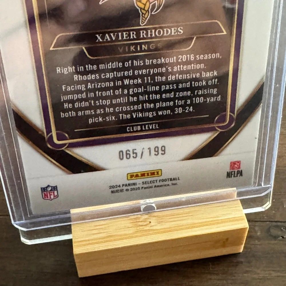 Panini Select Football Trading Card Xavier Rhodes Purple Prizm Club 065/199